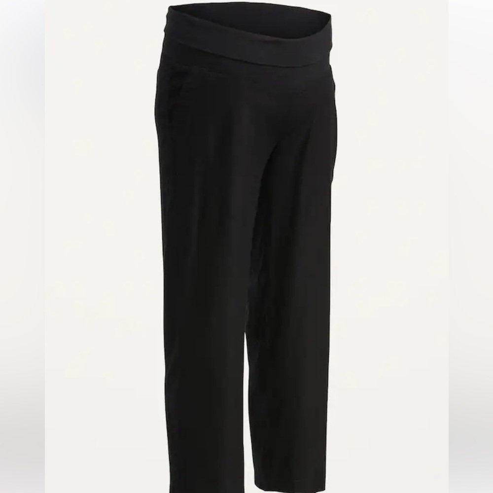 Maternity Rollover-Waist Linen-Blend Wide-Leg Pants